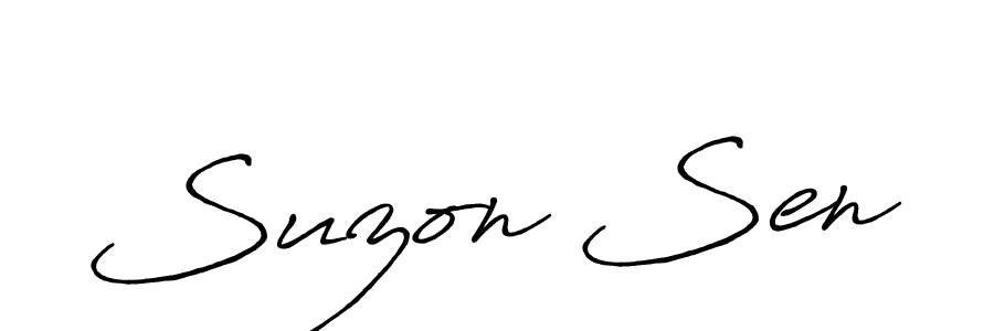 How to make Suzon Sen name signature. Use Antro_Vectra_Bolder style for creating short signs online. This is the latest handwritten sign. Suzon Sen signature style 7 images and pictures png