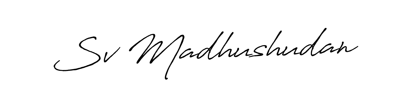 Design your own signature with our free online signature maker. With this signature software, you can create a handwritten (Antro_Vectra_Bolder) signature for name Sv Madhushudan. Sv Madhushudan signature style 7 images and pictures png