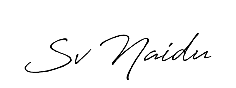 Similarly Antro_Vectra_Bolder is the best handwritten signature design. Signature creator online .You can use it as an online autograph creator for name Sv Naidu. Sv Naidu signature style 7 images and pictures png