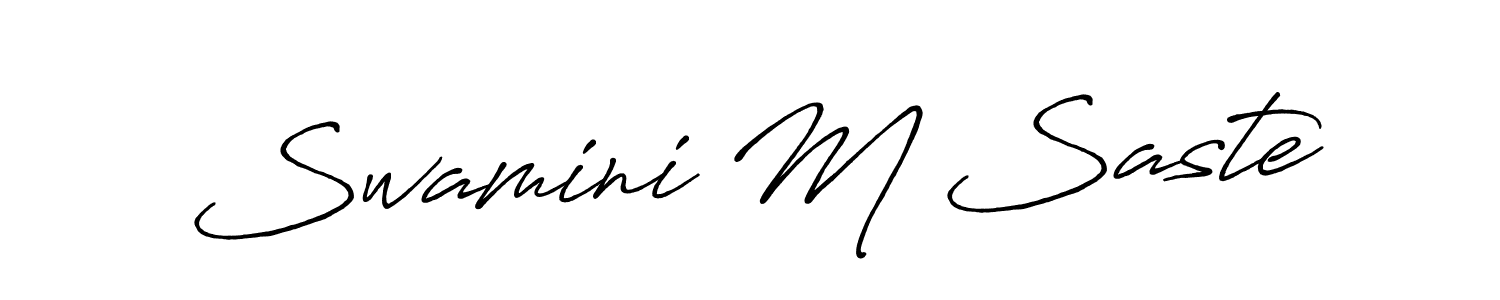 Make a beautiful signature design for name Swamini M Saste. With this signature (Antro_Vectra_Bolder) style, you can create a handwritten signature for free. Swamini M Saste signature style 7 images and pictures png
