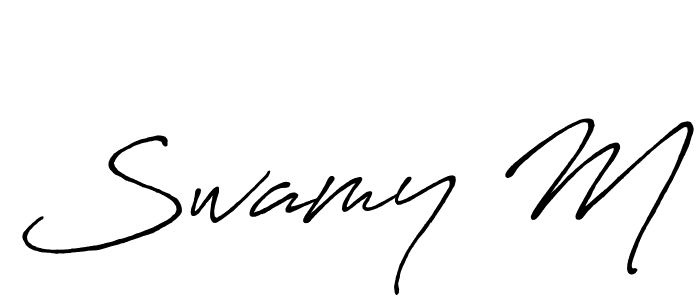 How to make Swamy M name signature. Use Antro_Vectra_Bolder style for creating short signs online. This is the latest handwritten sign. Swamy M signature style 7 images and pictures png