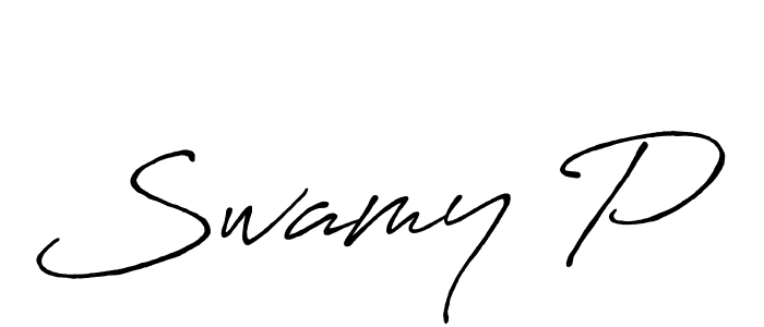 Swamy P stylish signature style. Best Handwritten Sign (Antro_Vectra_Bolder) for my name. Handwritten Signature Collection Ideas for my name Swamy P. Swamy P signature style 7 images and pictures png