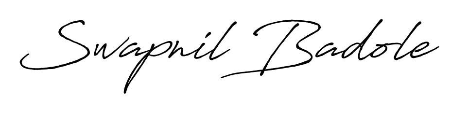 A sleek calligraphic signature for name Swapnil Badole utilizing Antro_Vectra_Bolder styling. Great for adding personal signatures to photos and art. Swapnil Badole signature style 7 images and pictures png