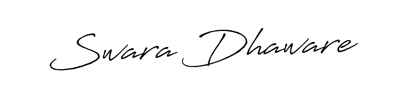 Make a beautiful signature design for name Swara Dhaware. With this signature (Antro_Vectra_Bolder) style, you can create a handwritten signature for free. Swara Dhaware signature style 7 images and pictures png