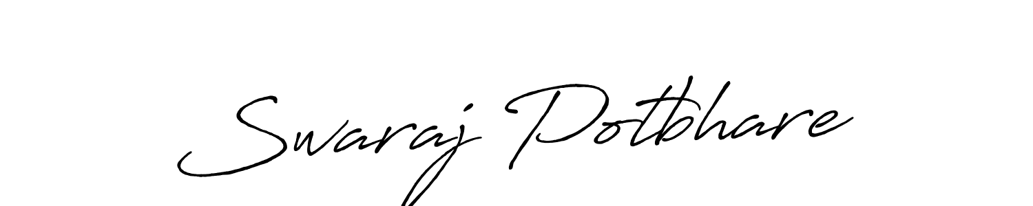 Make a beautiful signature design for name Swaraj Potbhare. With this signature (Antro_Vectra_Bolder) style, you can create a handwritten signature for free. Swaraj Potbhare signature style 7 images and pictures png