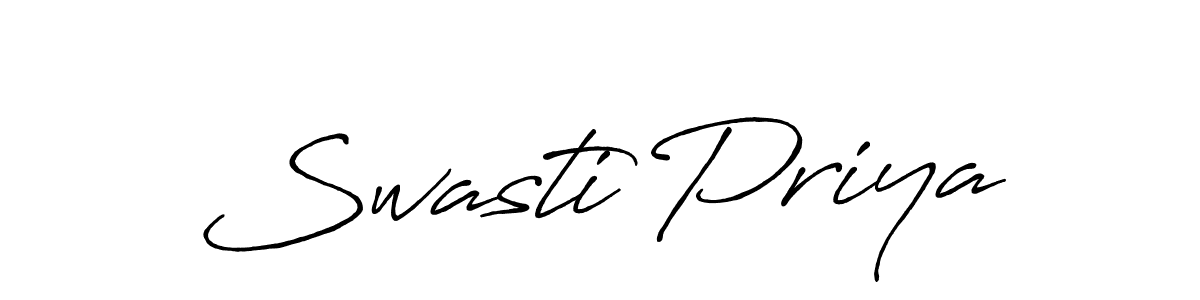 How to make Swasti Priya name signature. Use Antro_Vectra_Bolder style for creating short signs online. This is the latest handwritten sign. Swasti Priya signature style 7 images and pictures png