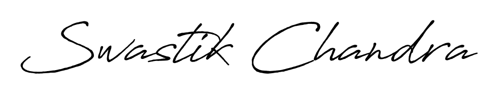 The Antro_Vectra_Bolder handwriting style adds charm and authenticity to name Swastik Chandra. A wonderful choice for personal thank-you notes. Swastik Chandra signature style 7 images and pictures png