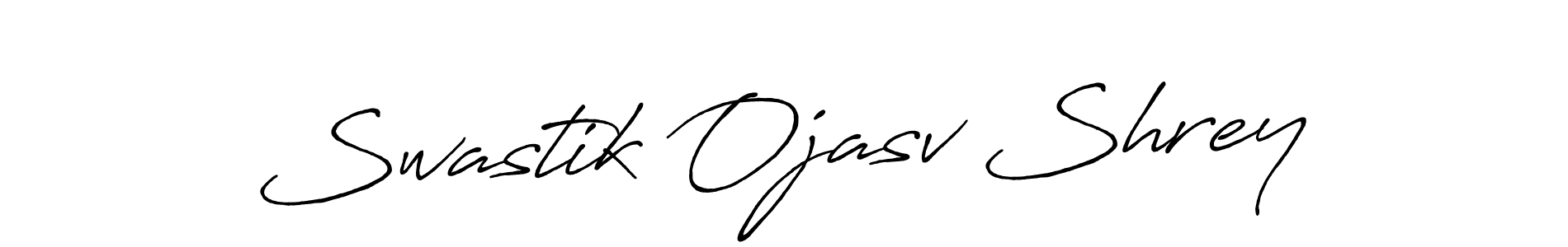 How to make Swastik Ojasv Shrey name signature. Use Antro_Vectra_Bolder style for creating short signs online. This is the latest handwritten sign. Swastik Ojasv Shrey signature style 7 images and pictures png