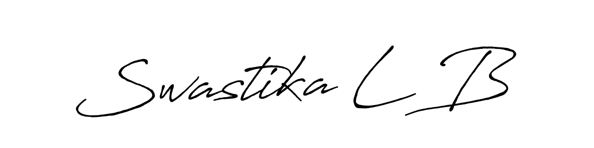 Make a beautiful signature design for name Swastika L B. With this signature (Antro_Vectra_Bolder) style, you can create a handwritten signature for free. Swastika L B signature style 7 images and pictures png