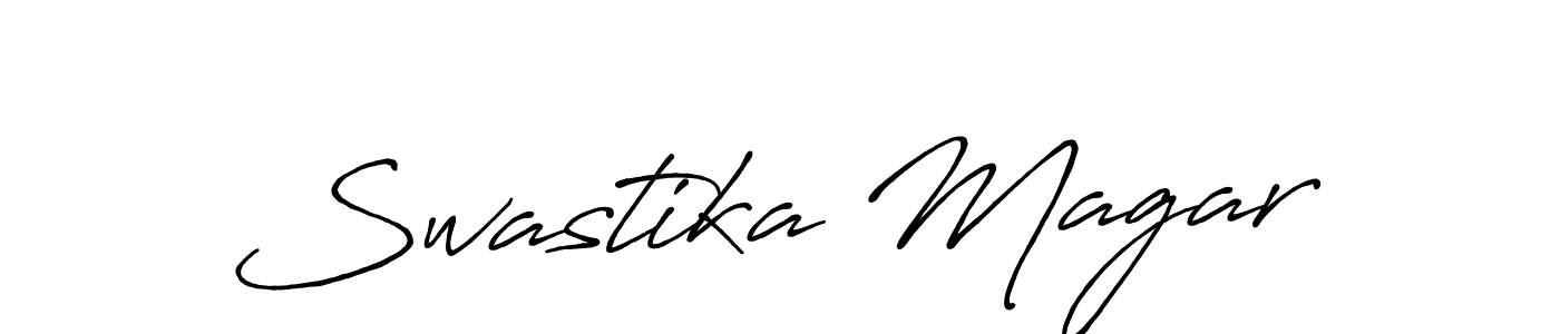 Make a beautiful signature design for name Swastika Magar. With this signature (Antro_Vectra_Bolder) style, you can create a handwritten signature for free. Swastika Magar signature style 7 images and pictures png