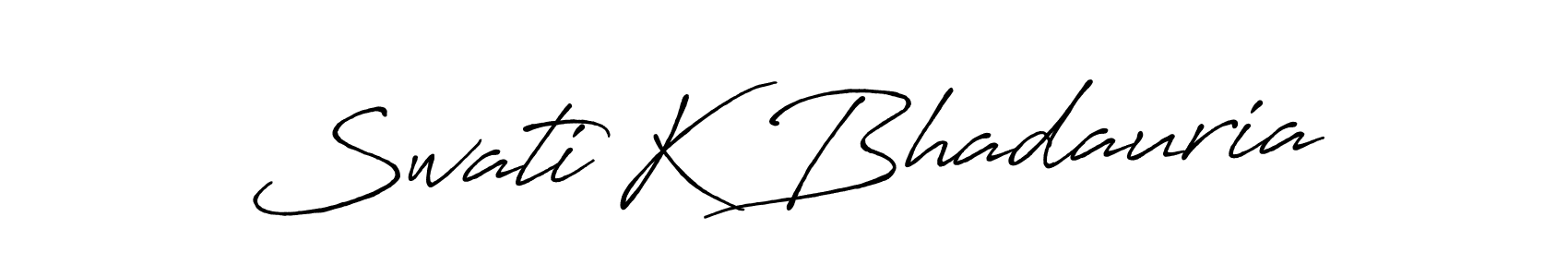 Make a beautiful signature design for name Swati K Bhadauria. With this signature (Antro_Vectra_Bolder) style, you can create a handwritten signature for free. Swati K Bhadauria signature style 7 images and pictures png