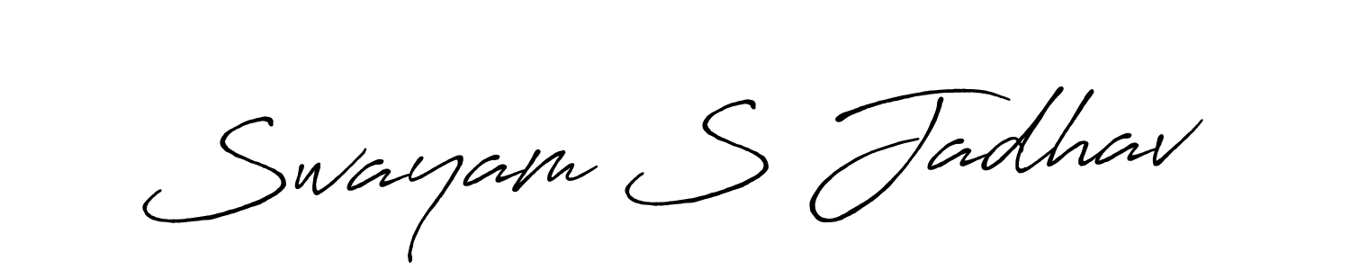 Similarly Antro_Vectra_Bolder is the best handwritten signature design. Signature creator online .You can use it as an online autograph creator for name Swayam S Jadhav. Swayam S Jadhav signature style 7 images and pictures png