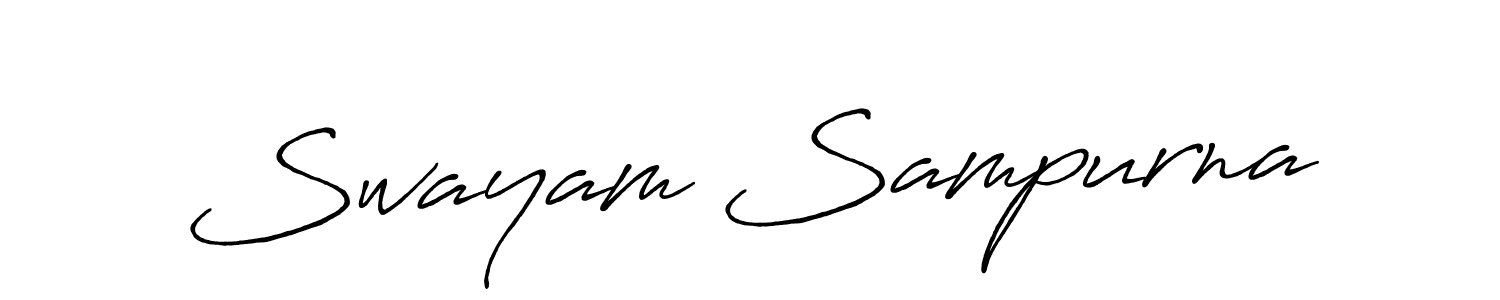 How to make Swayam Sampurna name signature. Use Antro_Vectra_Bolder style for creating short signs online. This is the latest handwritten sign. Swayam Sampurna signature style 7 images and pictures png