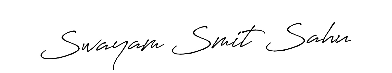 Antro_Vectra_Bolder is a professional signature style that is perfect for those who want to add a touch of class to their signature. It is also a great choice for those who want to make their signature more unique. Get Swayam Smit Sahu name to fancy signature for free. Swayam Smit Sahu signature style 7 images and pictures png