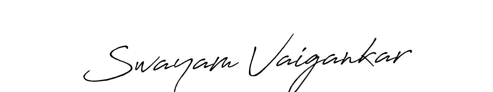 This is the best signature style for the Swayam Vaigankar name. Also you like these signature font (Antro_Vectra_Bolder). Mix name signature. Swayam Vaigankar signature style 7 images and pictures png