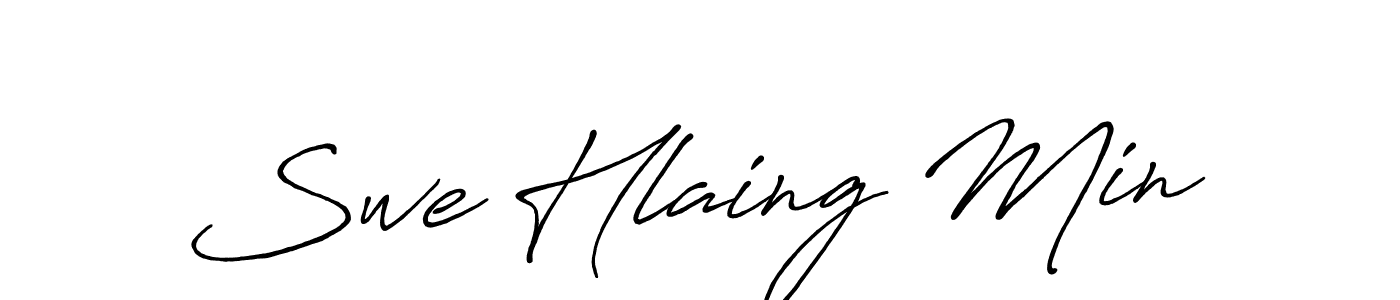 Make a beautiful signature design for name Swe Hlaing Min. With this signature (Antro_Vectra_Bolder) style, you can create a handwritten signature for free. Swe Hlaing Min signature style 7 images and pictures png