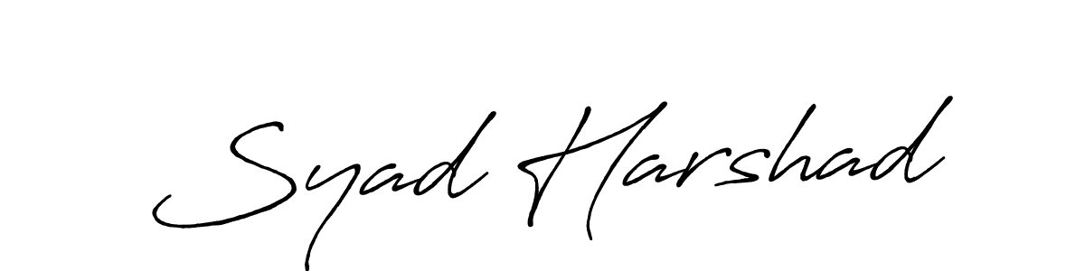 Use a signature maker to create a handwritten signature online. With this signature software, you can design (Antro_Vectra_Bolder) your own signature for name Syad Harshad. Syad Harshad signature style 7 images and pictures png