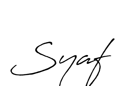 Use a signature maker to create a handwritten signature online. With this signature software, you can design (Antro_Vectra_Bolder) your own signature for name Syaf. Syaf signature style 7 images and pictures png