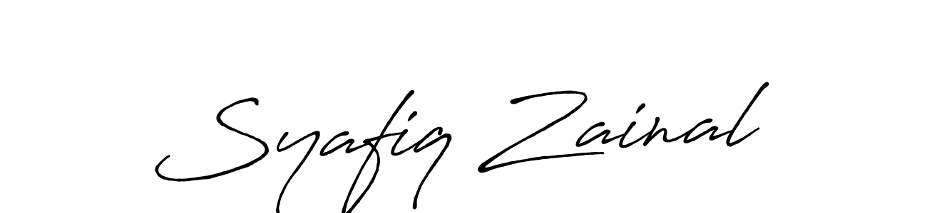 How to make Syafiq Zainal name signature. Use Antro_Vectra_Bolder style for creating short signs online. This is the latest handwritten sign. Syafiq Zainal signature style 7 images and pictures png