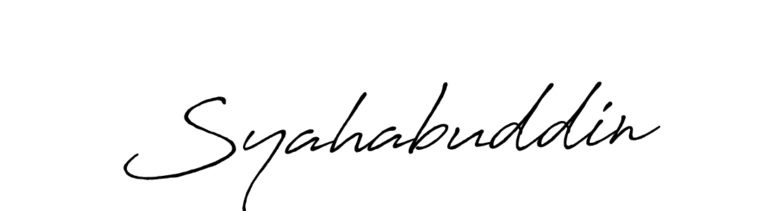 Make a beautiful signature design for name Syahabuddin. With this signature (Antro_Vectra_Bolder) style, you can create a handwritten signature for free. Syahabuddin signature style 7 images and pictures png