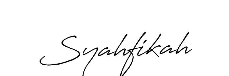 You should practise on your own different ways (Antro_Vectra_Bolder) to write your name (Syahfikah) in signature. don't let someone else do it for you. Syahfikah signature style 7 images and pictures png