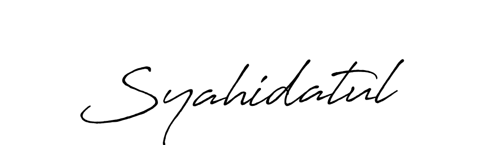 Create a beautiful signature design for name Syahidatul. With this signature (Antro_Vectra_Bolder) fonts, you can make a handwritten signature for free. Syahidatul signature style 7 images and pictures png