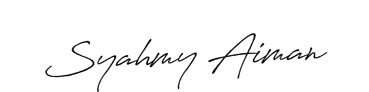 Also we have Syahmy Aiman name is the best signature style. Create professional handwritten signature collection using Antro_Vectra_Bolder autograph style. Syahmy Aiman signature style 7 images and pictures png