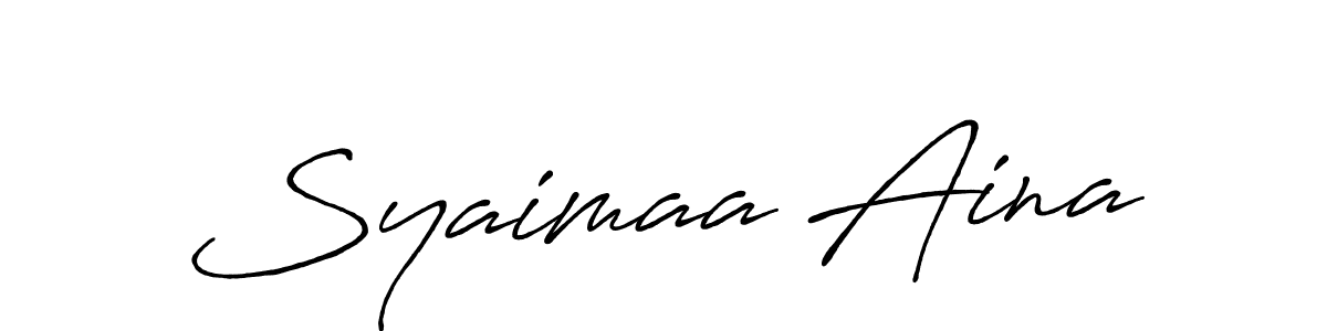 Design your own signature with our free online signature maker. With this signature software, you can create a handwritten (Antro_Vectra_Bolder) signature for name Syaimaa Aina. Syaimaa Aina signature style 7 images and pictures png