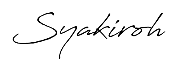 Try this chic Syakiroh handwritten sign style. Using Antro_Vectra_Bolder font elements, it gives your name a sleek, memorable identity. Syakiroh signature style 7 images and pictures png