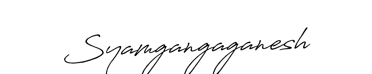 The best way (Antro_Vectra_Bolder) to make a short signature is to pick only two or three words in your name. The name Syamgangaganesh include a total of six letters. For converting this name. Syamgangaganesh signature style 7 images and pictures png