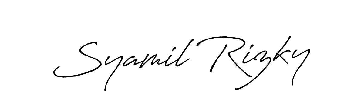 This is the best signature style for the Syamil Rizky name. Also you like these signature font (Antro_Vectra_Bolder). Mix name signature. Syamil Rizky signature style 7 images and pictures png