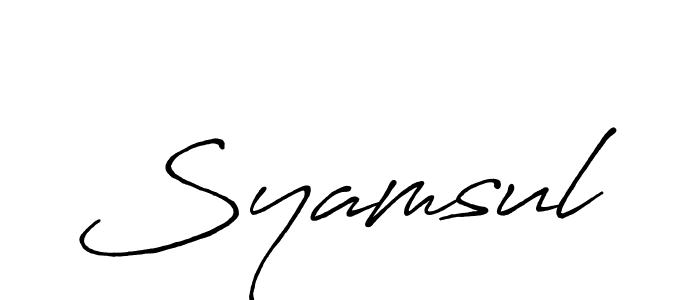 Use a signature maker to create a handwritten signature online. With this signature software, you can design (Antro_Vectra_Bolder) your own signature for name Syamsul. Syamsul signature style 7 images and pictures png