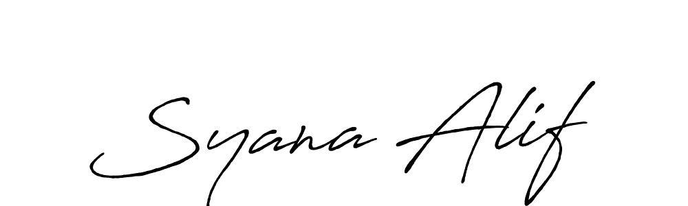 Syana Alif stylish signature style. Best Handwritten Sign (Antro_Vectra_Bolder) for my name. Handwritten Signature Collection Ideas for my name Syana Alif. Syana Alif signature style 7 images and pictures png