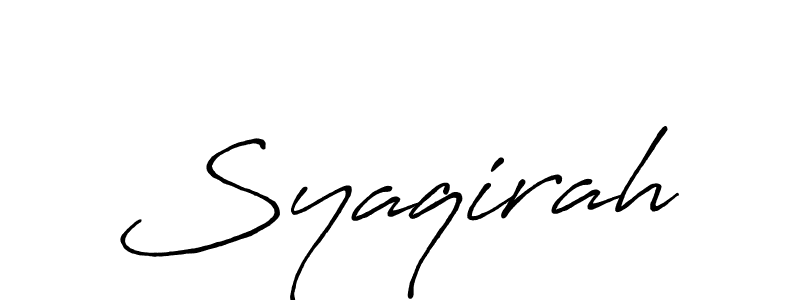 Design your own signature with our free online signature maker. With this signature software, you can create a handwritten (Antro_Vectra_Bolder) signature for name Syaqirah. Syaqirah signature style 7 images and pictures png