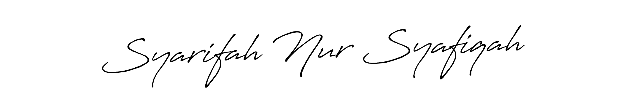 Design your own signature with our free online signature maker. With this signature software, you can create a handwritten (Antro_Vectra_Bolder) signature for name Syarifah Nur Syafiqah. Syarifah Nur Syafiqah signature style 7 images and pictures png
