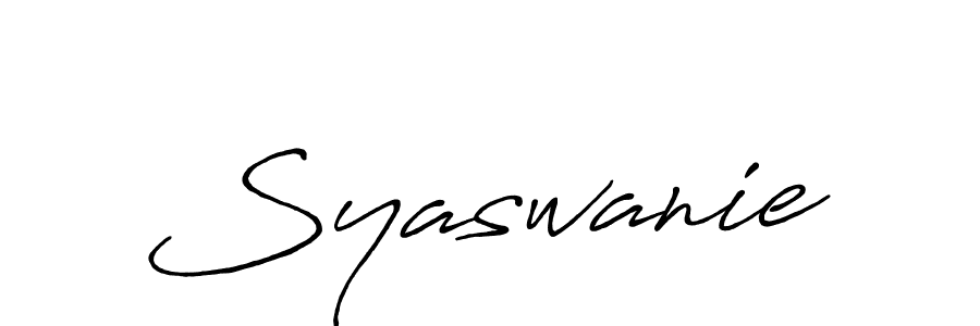 Create a beautiful signature design for name Syaswanie. With this signature (Antro_Vectra_Bolder) fonts, you can make a handwritten signature for free. Syaswanie signature style 7 images and pictures png