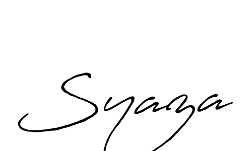 How to make Syaza signature? Antro_Vectra_Bolder is a professional autograph style. Create handwritten signature for Syaza name. Syaza signature style 7 images and pictures png