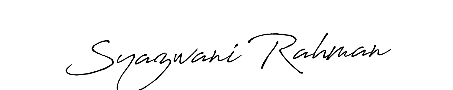 Also You can easily find your signature by using the search form. We will create Syazwani Rahman name handwritten signature images for you free of cost using Antro_Vectra_Bolder sign style. Syazwani Rahman signature style 7 images and pictures png