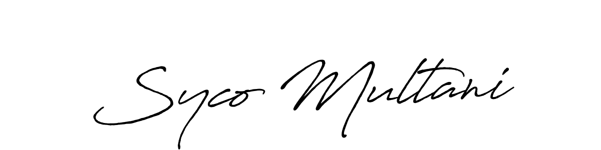 How to make Syco Multani name signature. Use Antro_Vectra_Bolder style for creating short signs online. This is the latest handwritten sign. Syco Multani signature style 7 images and pictures png