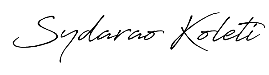 Use a signature maker to create a handwritten signature online. With this signature software, you can design (Antro_Vectra_Bolder) your own signature for name Sydarao Koleti. Sydarao Koleti signature style 7 images and pictures png
