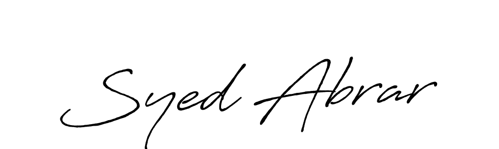 Use a signature maker to create a handwritten signature online. With this signature software, you can design (Antro_Vectra_Bolder) your own signature for name Syed Abrar. Syed Abrar signature style 7 images and pictures png
