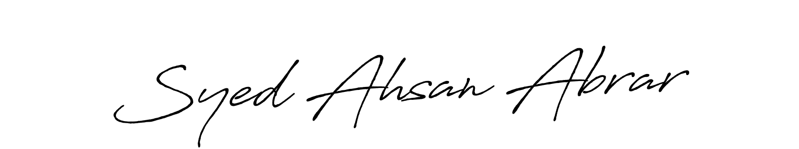 Also You can easily find your signature by using the search form. We will create Syed Ahsan Abrar name handwritten signature images for you free of cost using Antro_Vectra_Bolder sign style. Syed Ahsan Abrar signature style 7 images and pictures png