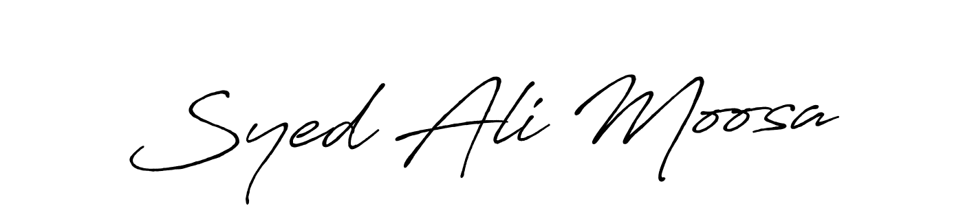Similarly Antro_Vectra_Bolder is the best handwritten signature design. Signature creator online .You can use it as an online autograph creator for name Syed Ali Moosa. Syed Ali Moosa signature style 7 images and pictures png