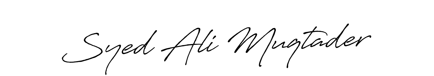 The best way (Antro_Vectra_Bolder) to make a short signature is to pick only two or three words in your name. The name Syed Ali Muqtader include a total of six letters. For converting this name. Syed Ali Muqtader signature style 7 images and pictures png
