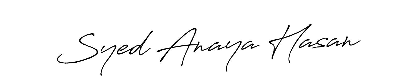 Make a beautiful signature design for name Syed Anaya Hasan. With this signature (Antro_Vectra_Bolder) style, you can create a handwritten signature for free. Syed Anaya Hasan signature style 7 images and pictures png