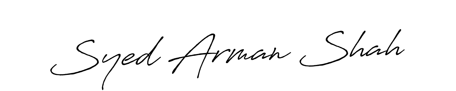 Create a beautiful signature design for name Syed Arman Shah. With this signature (Antro_Vectra_Bolder) fonts, you can make a handwritten signature for free. Syed Arman Shah signature style 7 images and pictures png