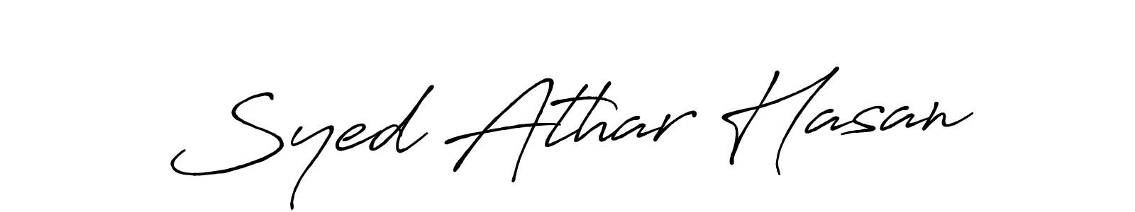 How to make Syed Athar Hasan name signature. Use Antro_Vectra_Bolder style for creating short signs online. This is the latest handwritten sign. Syed Athar Hasan signature style 7 images and pictures png