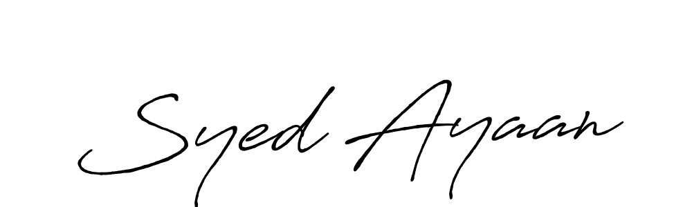 Create a beautiful signature design for name Syed Ayaan. With this signature (Antro_Vectra_Bolder) fonts, you can make a handwritten signature for free. Syed Ayaan signature style 7 images and pictures png