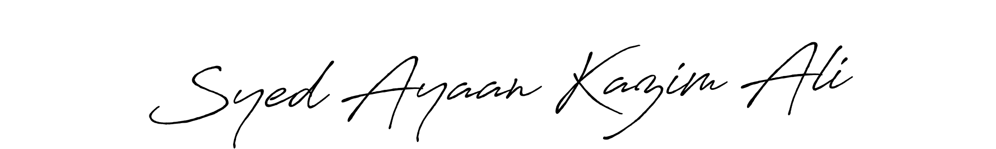 The best way (Antro_Vectra_Bolder) to make a short signature is to pick only two or three words in your name. The name Syed Ayaan Kazim Ali include a total of six letters. For converting this name. Syed Ayaan Kazim Ali signature style 7 images and pictures png