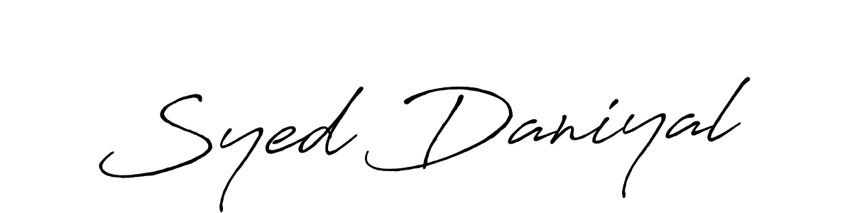 Similarly Antro_Vectra_Bolder is the best handwritten signature design. Signature creator online .You can use it as an online autograph creator for name Syed Daniyal. Syed Daniyal signature style 7 images and pictures png